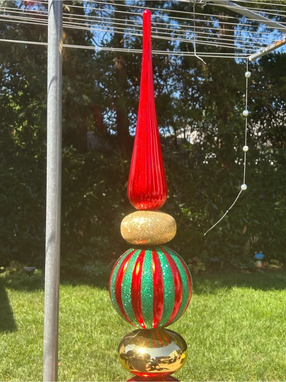 54” Shiny Glittered Topiary Finial Tower Christmas Decoration NEW!